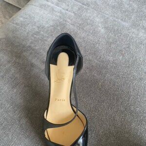 Christian Louboutin Jumping 85 Patent in BLACK Pointed Toe Heels Pumps Sz 39.5